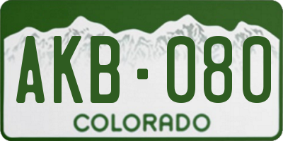 CO license plate AKB080