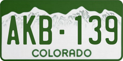 CO license plate AKB139