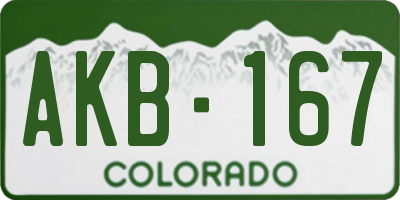 CO license plate AKB167