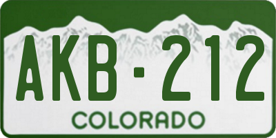 CO license plate AKB212