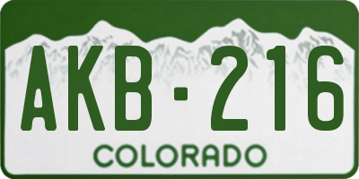 CO license plate AKB216