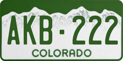 CO license plate AKB222