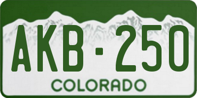 CO license plate AKB250