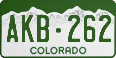 CO license plate AKB262