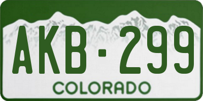 CO license plate AKB299