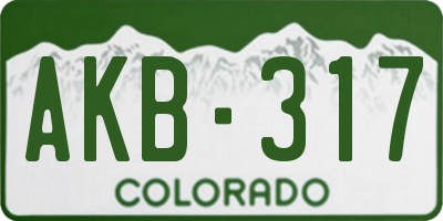 CO license plate AKB317