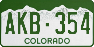 CO license plate AKB354