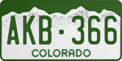 CO license plate AKB366
