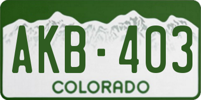 CO license plate AKB403