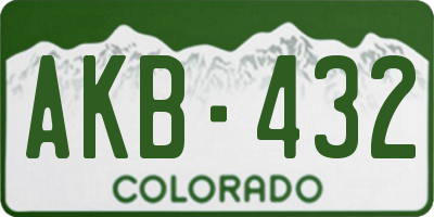 CO license plate AKB432