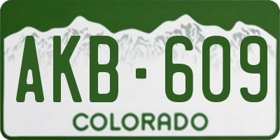 CO license plate AKB609