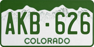 CO license plate AKB626