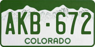 CO license plate AKB672