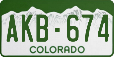 CO license plate AKB674