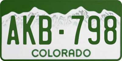 CO license plate AKB798