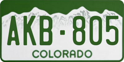 CO license plate AKB805
