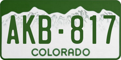 CO license plate AKB817