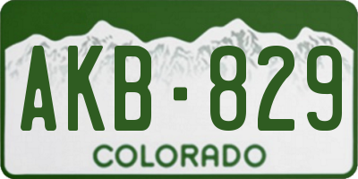 CO license plate AKB829