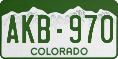 CO license plate AKB970