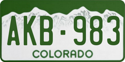 CO license plate AKB983