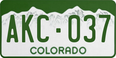 CO license plate AKC037