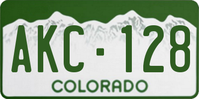 CO license plate AKC128