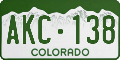 CO license plate AKC138