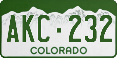 CO license plate AKC232