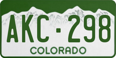 CO license plate AKC298