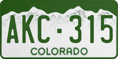 CO license plate AKC315