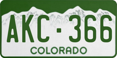 CO license plate AKC366