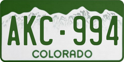 CO license plate AKC994