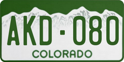 CO license plate AKD080