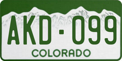 CO license plate AKD099