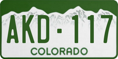 CO license plate AKD117