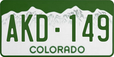 CO license plate AKD149