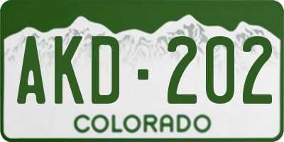 CO license plate AKD202