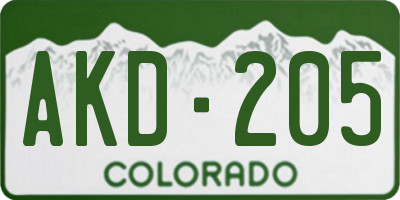 CO license plate AKD205