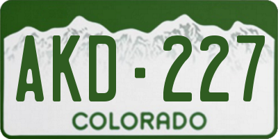 CO license plate AKD227