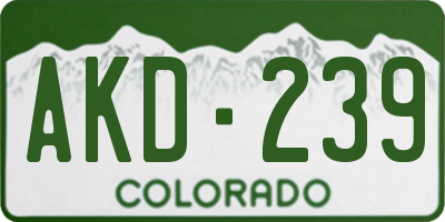CO license plate AKD239