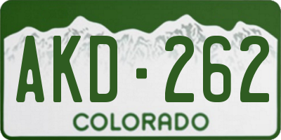 CO license plate AKD262