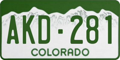 CO license plate AKD281