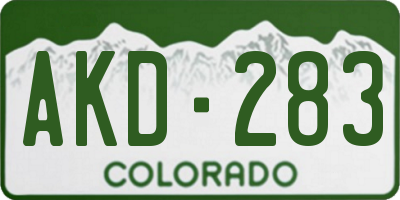 CO license plate AKD283