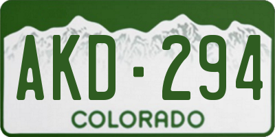 CO license plate AKD294