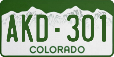CO license plate AKD301