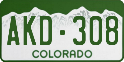 CO license plate AKD308