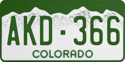 CO license plate AKD366