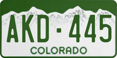 CO license plate AKD445