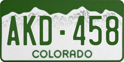 CO license plate AKD458