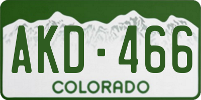 CO license plate AKD466